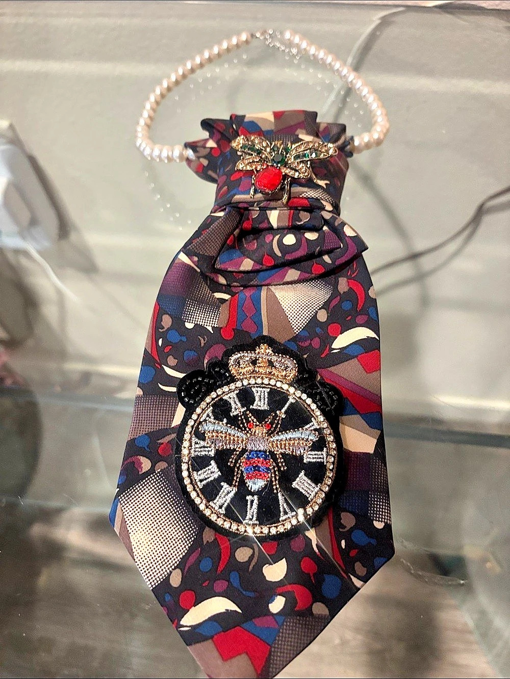 Retro Embellished Women's Necktie